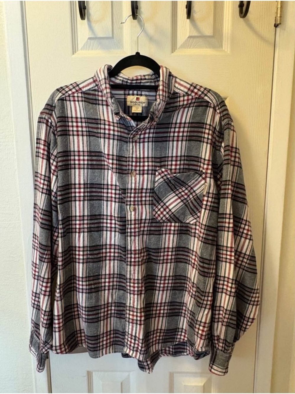 Woolrich Gray, White & Red Plaid Button-Down Shirt